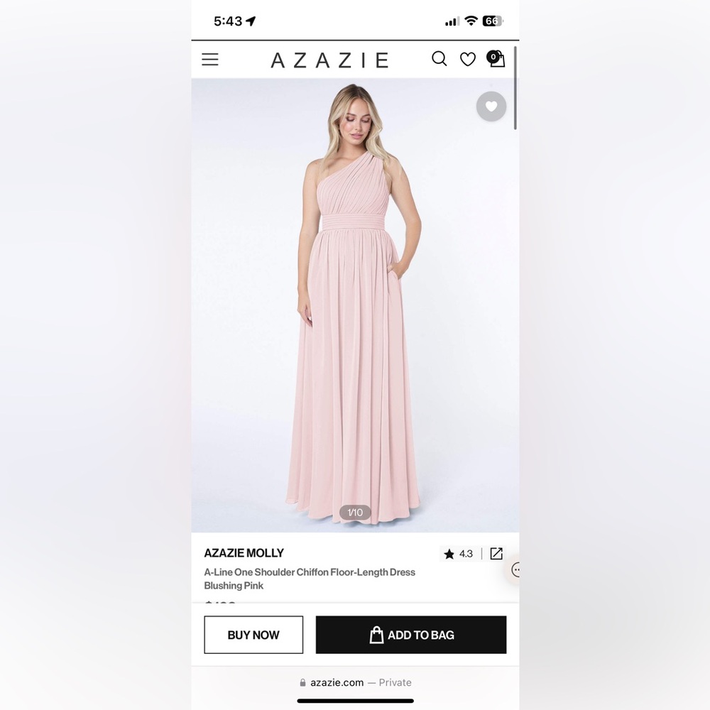 Azazie Molly blushing pink dress! Azazie size A12